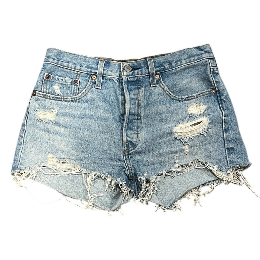 Levi's Light Wash Distressed Denim Cutoff Shorts